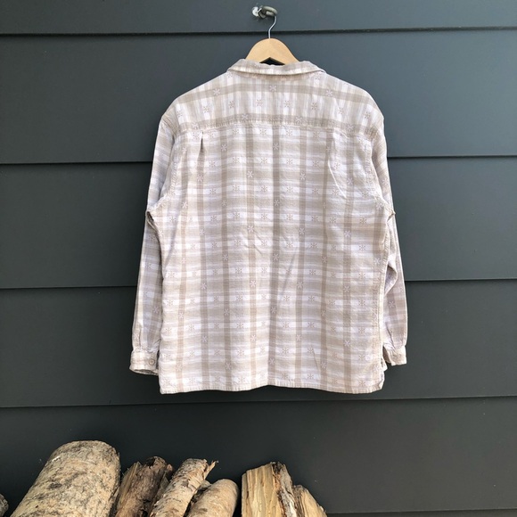 Vintage Northern Reflections Shirt - cream/beige plaid with snowflakes - Size XL - Picture 4 of 6